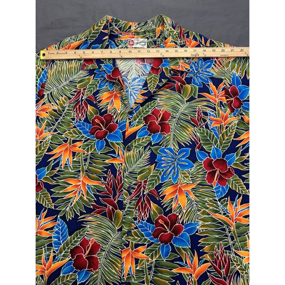 Hilo Hattie Aloha Shirt Mens XXL Blue Floral Hawaiian Camp Collar Vintage - Picture 5 of 11